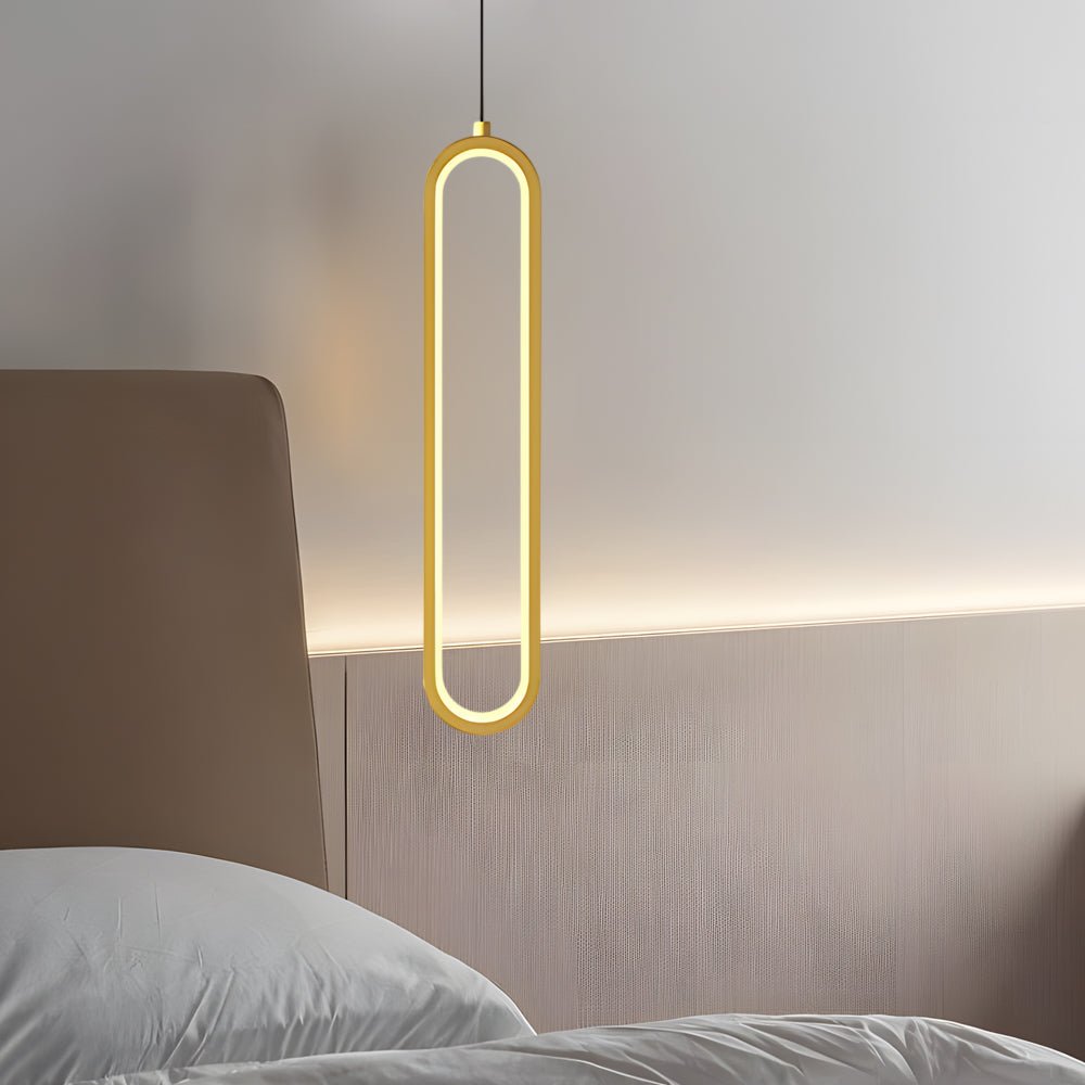 Sleek Oval Aluminum LED Pendant Light with 3-Step Dimming for Dining Room