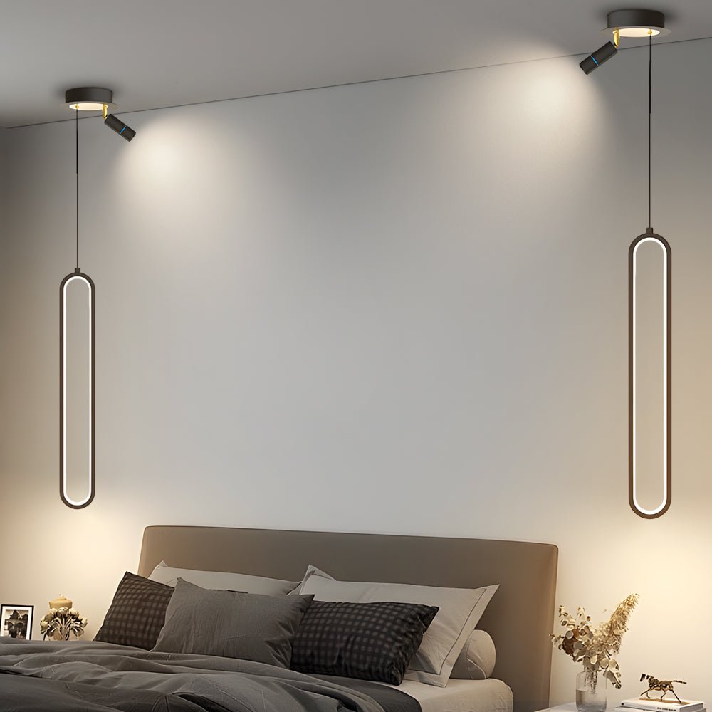 Sleek Oval Aluminum LED Pendant Light with 3-Step Dimming for Dining Room