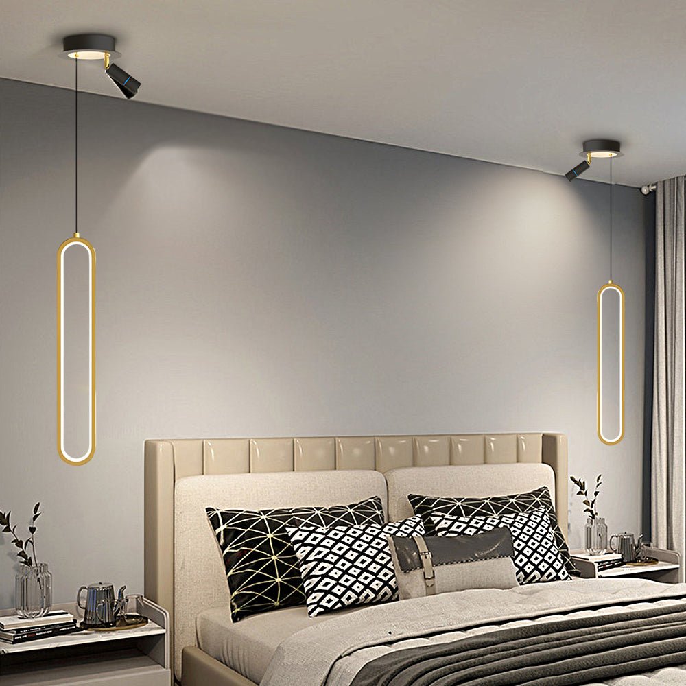 Sleek Oval Aluminum LED Pendant Light with 3-Step Dimming for Dining Room