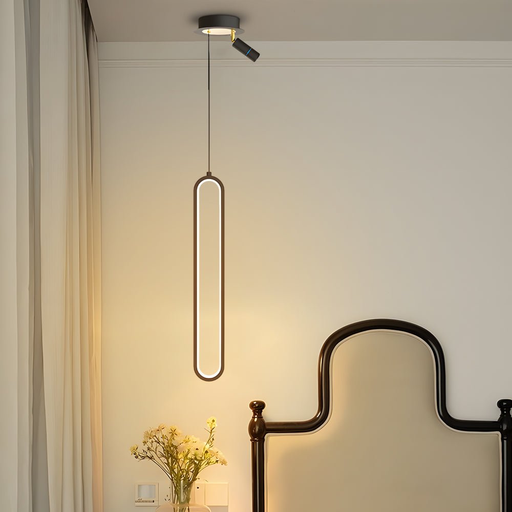 Sleek Oval Aluminum LED Pendant Light with 3-Step Dimming for Dining Room