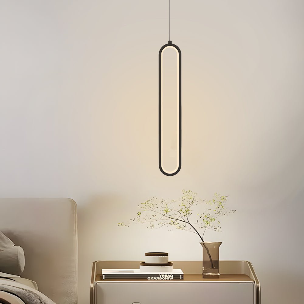 Sleek Oval Aluminum LED Pendant Light with 3-Step Dimming for Dining Room