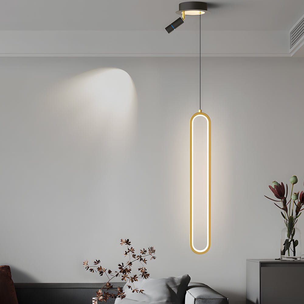 Sleek Oval Aluminum LED Pendant Light with 3-Step Dimming for Dining Room