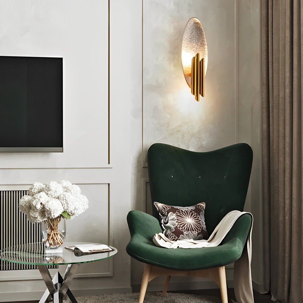 Oval Minimalist Iron Wall Light Fixture in Electroplated Finish for Indoor Use