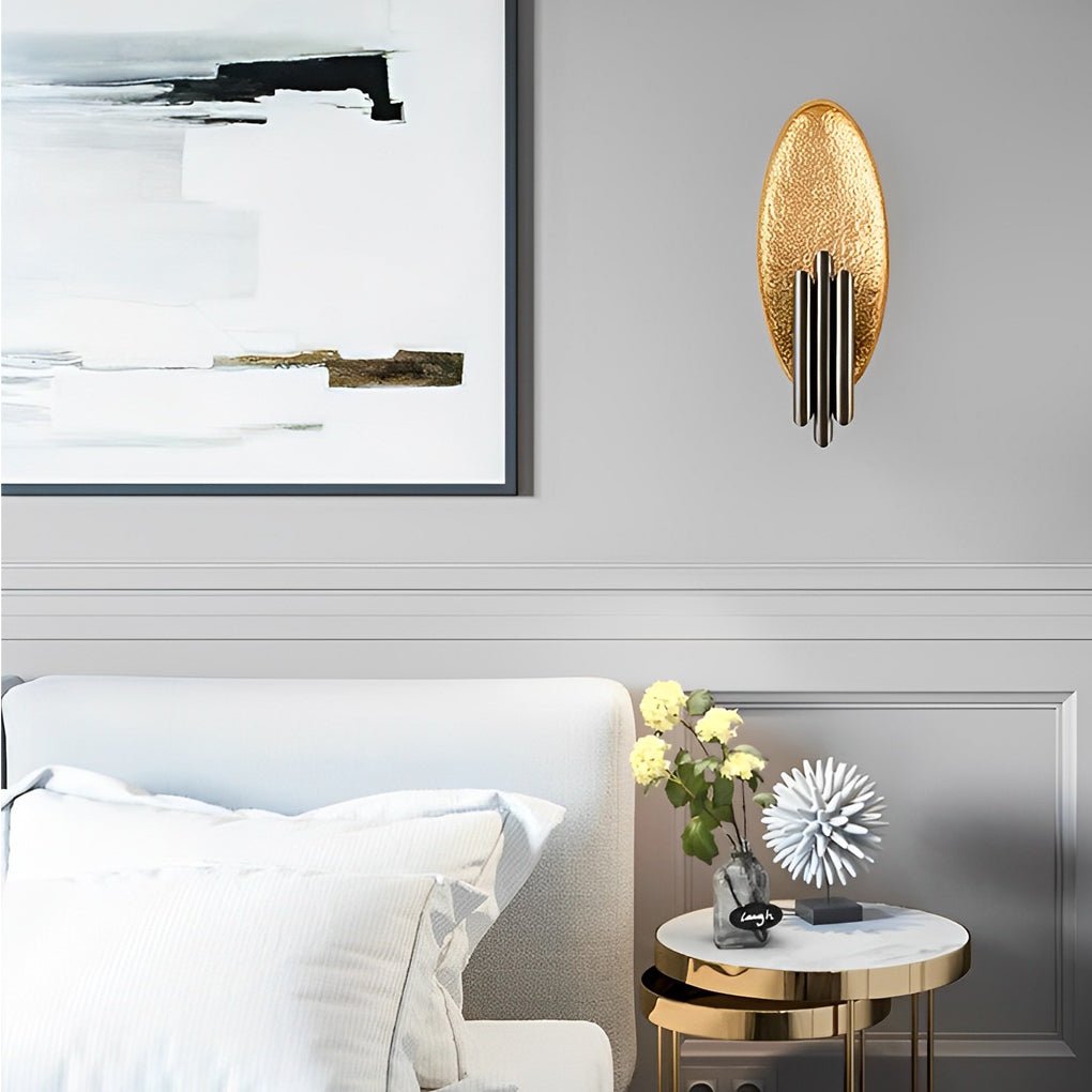 Oval Minimalist Iron Wall Light Fixture in Electroplated Finish for Indoor Use