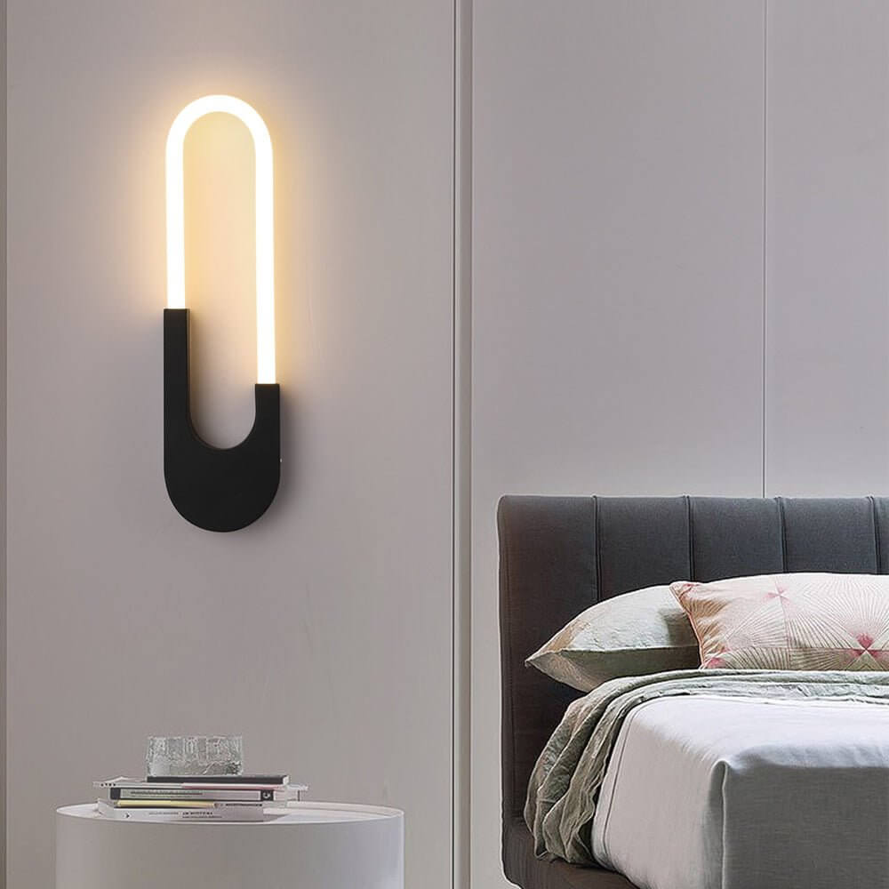 Modern Black Iron Oval LED Wall Sconces for Living Room Bedroom Decor