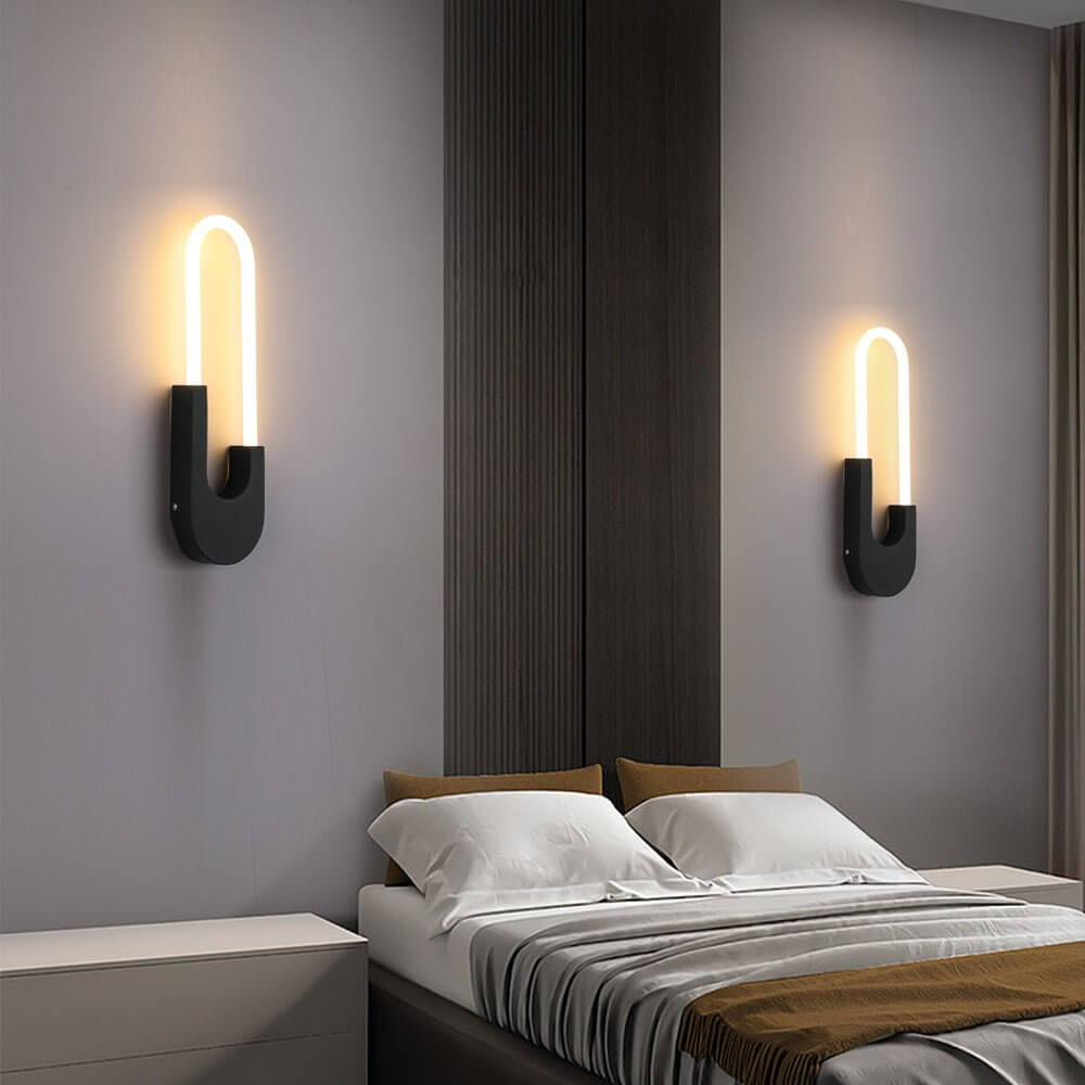 Modern Black Iron Oval LED Wall Sconces for Living Room Bedroom Decor
