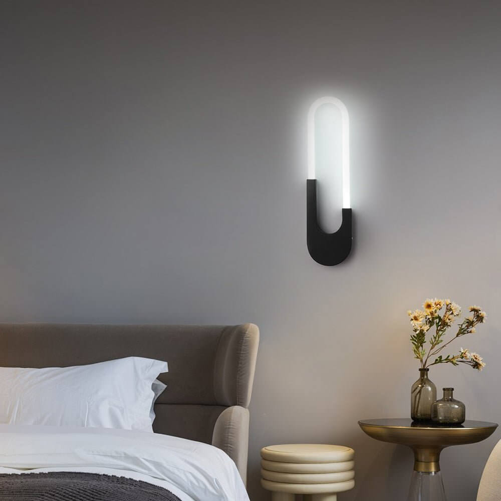 Modern Black Iron Oval LED Wall Sconces for Living Room Bedroom Decor