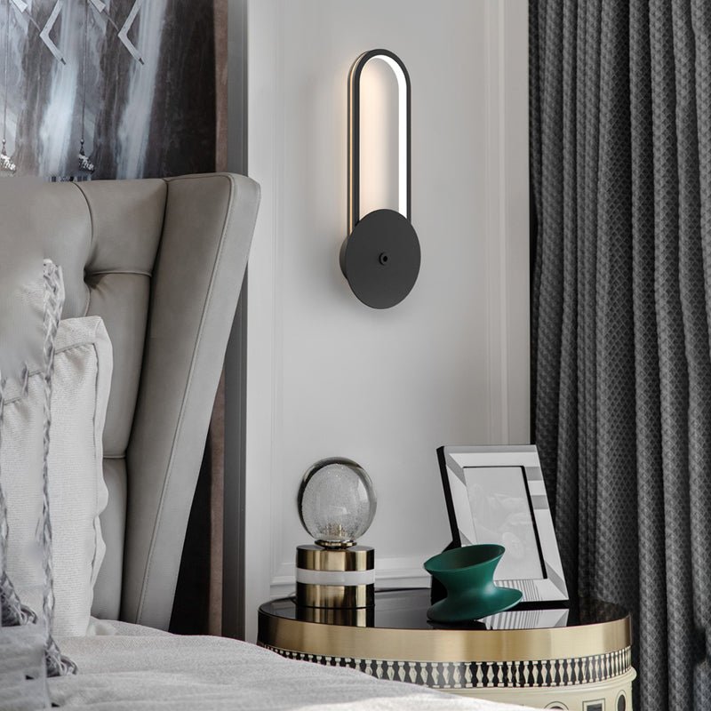 Contemporary White Aluminum Oval LED Wall Light for Living Room Decor