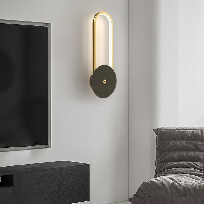 Contemporary White Aluminum Oval LED Wall Light for Living Room Decor