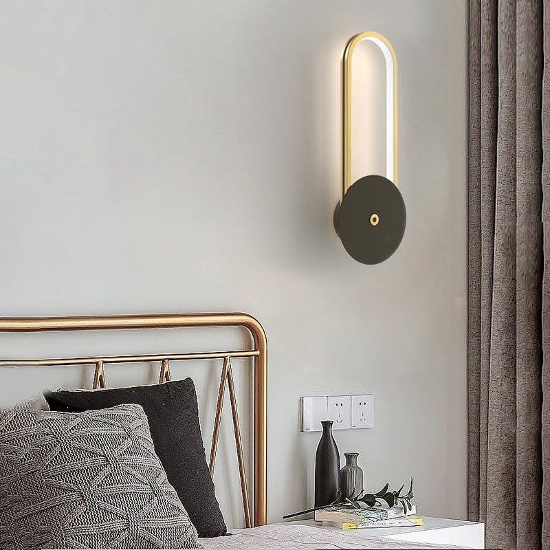 Contemporary White Aluminum Oval LED Wall Light for Living Room Decor