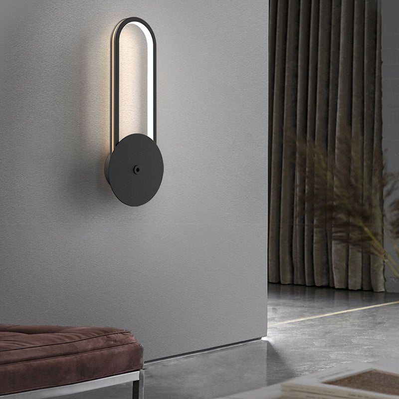 Contemporary White Aluminum Oval LED Wall Light for Living Room Decor