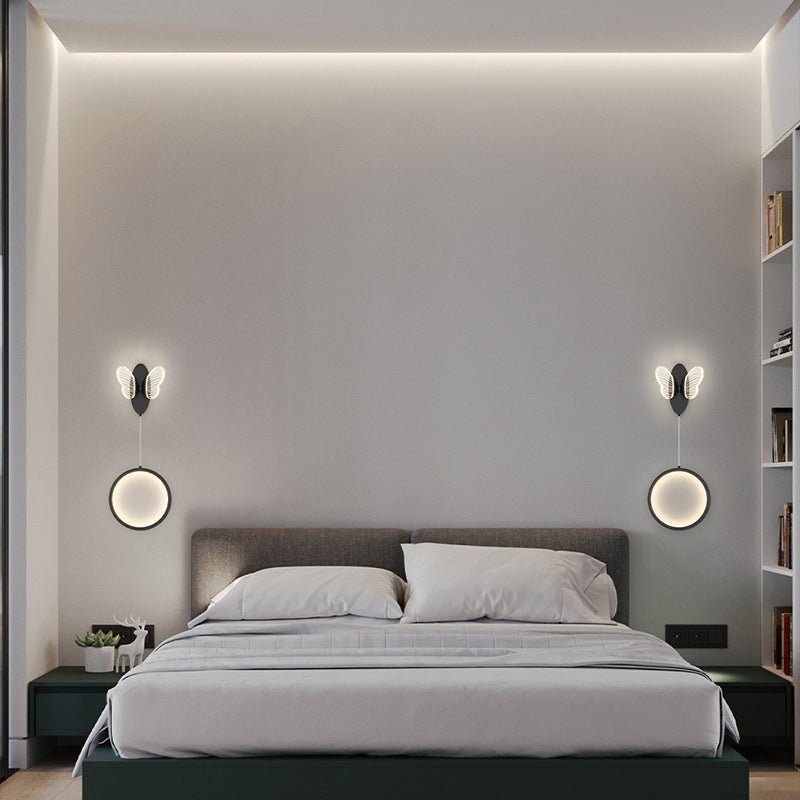 Modern Oval LED Wall Light Fixture with Color-Changing Butterflies