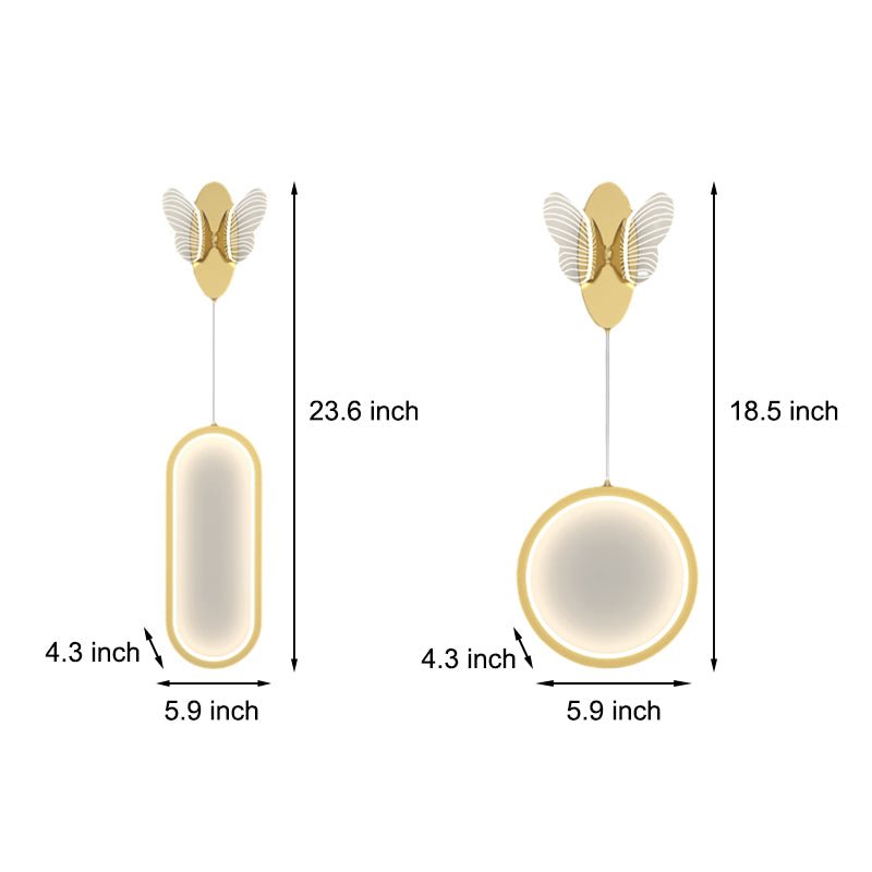 Modern Oval LED Wall Light Fixture with Color-Changing Butterflies