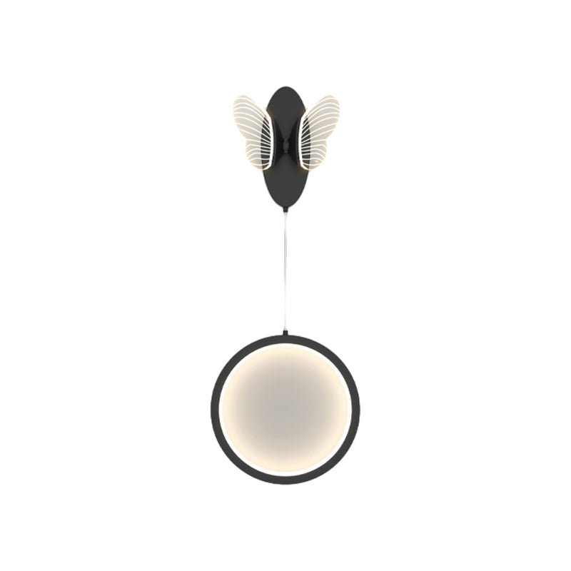 Modern Oval LED Wall Light Fixture with Color-Changing Butterflies