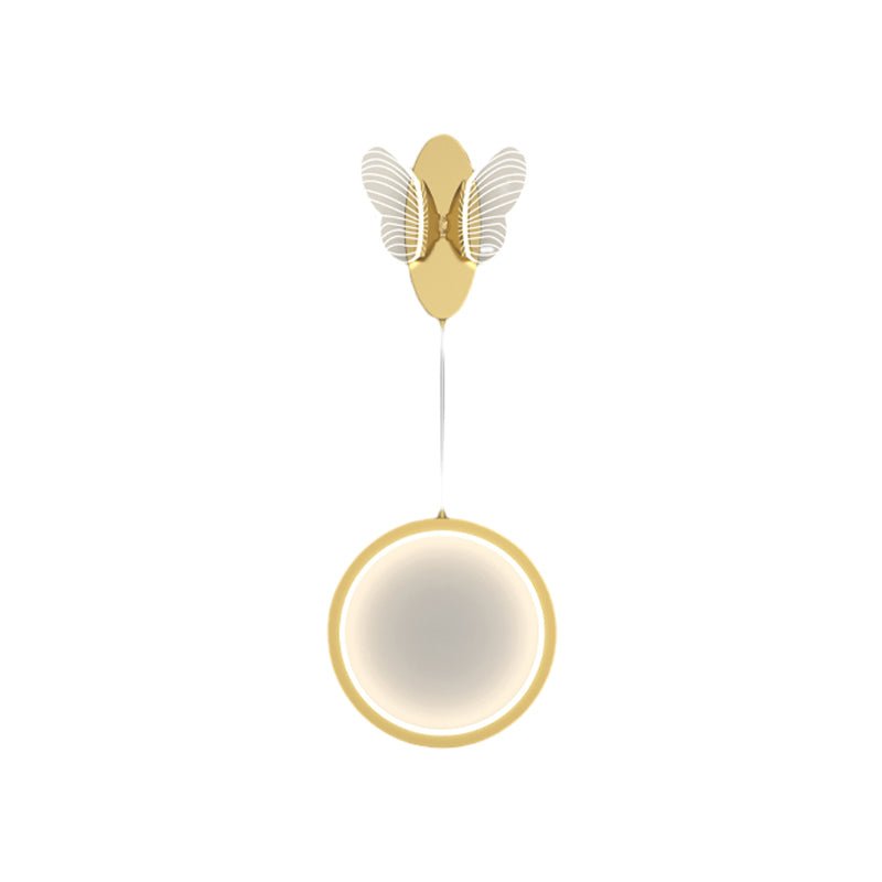 Modern Oval LED Wall Light Fixture with Color-Changing Butterflies