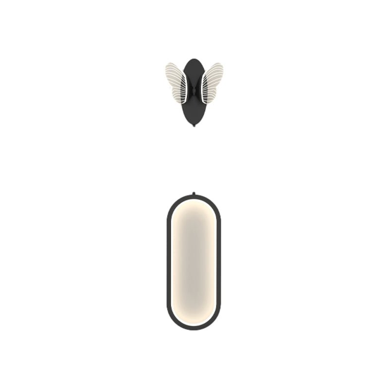 Modern Oval LED Wall Light Fixture with Color-Changing Butterflies