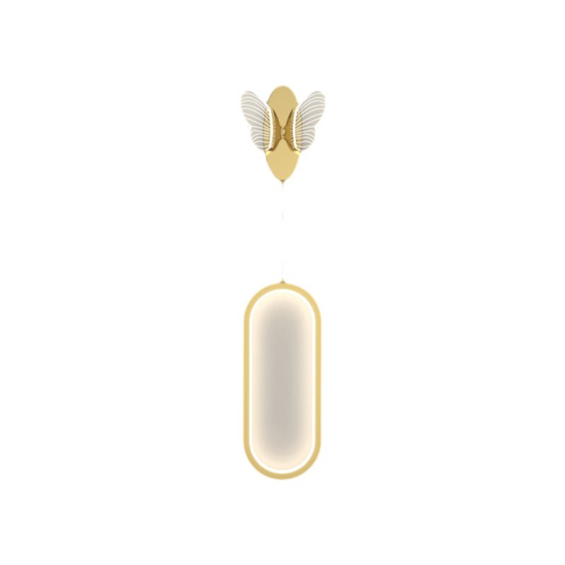 Modern Oval LED Wall Light Fixture with Color-Changing Butterflies