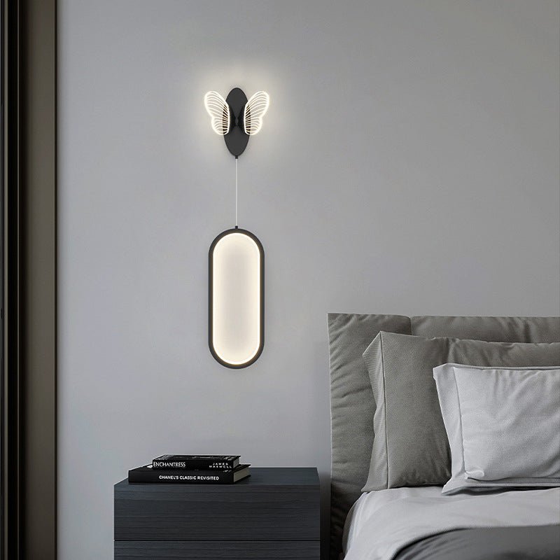 Modern Oval LED Wall Light Fixture with Color-Changing Butterflies