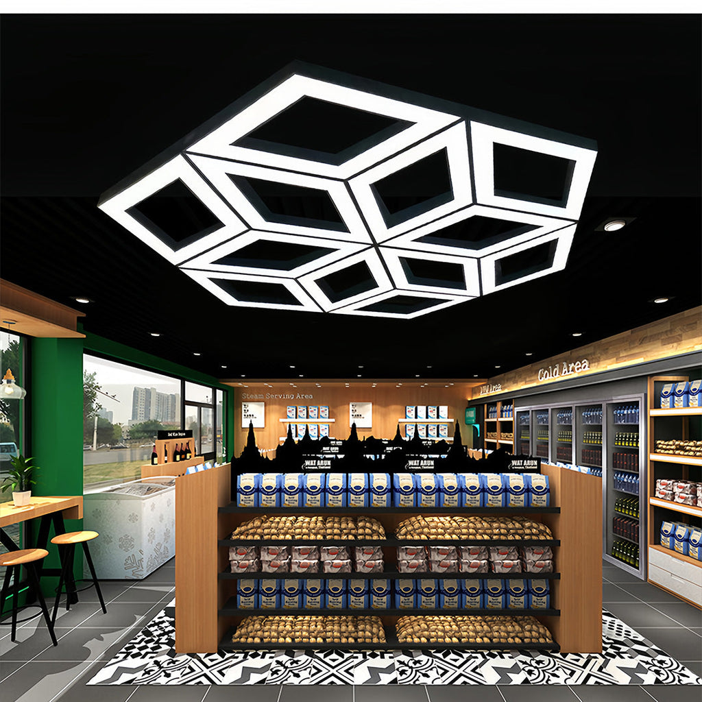 Modern Black Multi-Diamond LED Chandelier Light for Living Room Dining