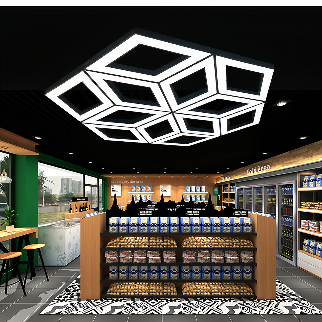 Modern Black Multi-Diamond LED Chandelier Light for Living Room Dining