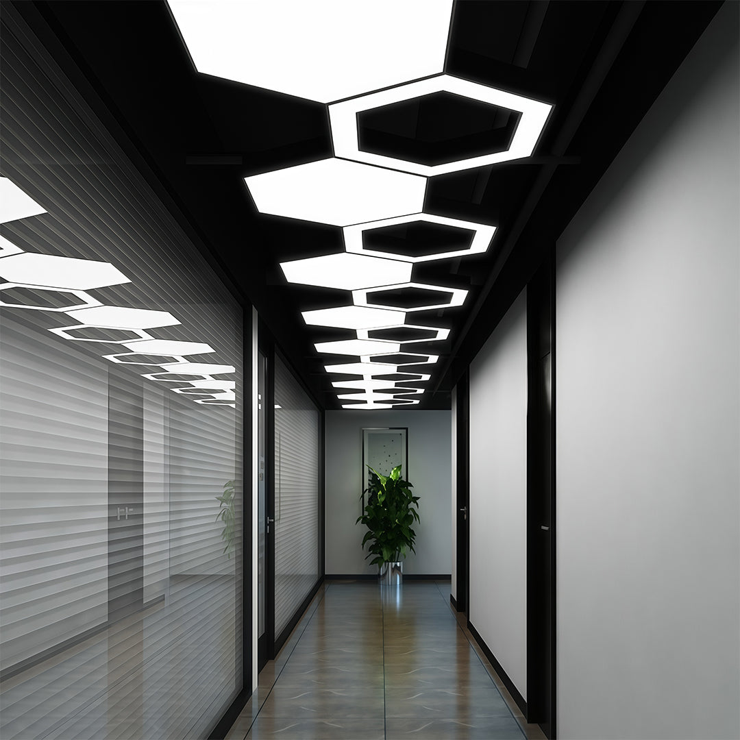 Sleek Black Hexagonal LED Chandelier Pendant Light for Modern Dining Room