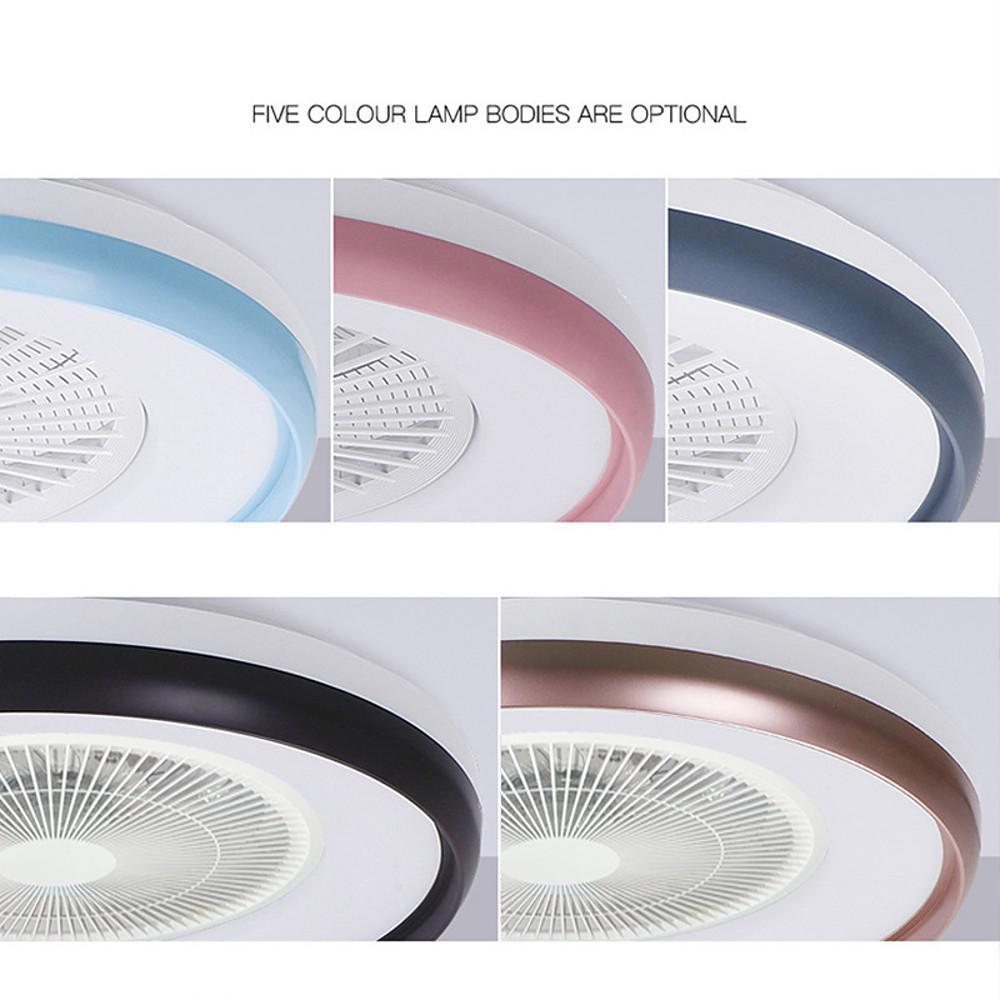 Modern White Circular LED Dimmable Bladeless Ceiling Fan with Light Remote for Living Room