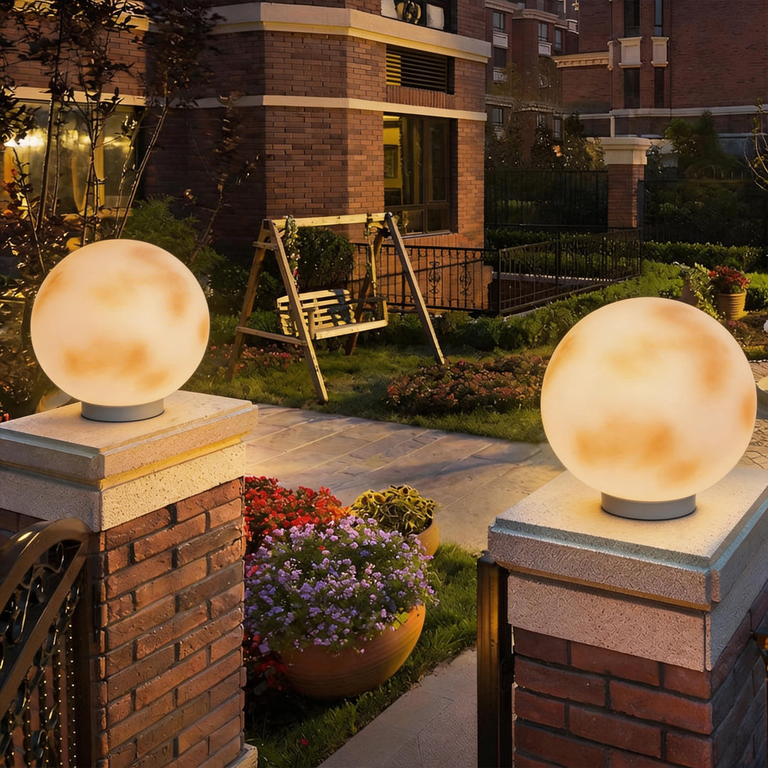 Elegant Moon-Shaped Outdoor Stone Pillar Light for Garden Pathway Decor