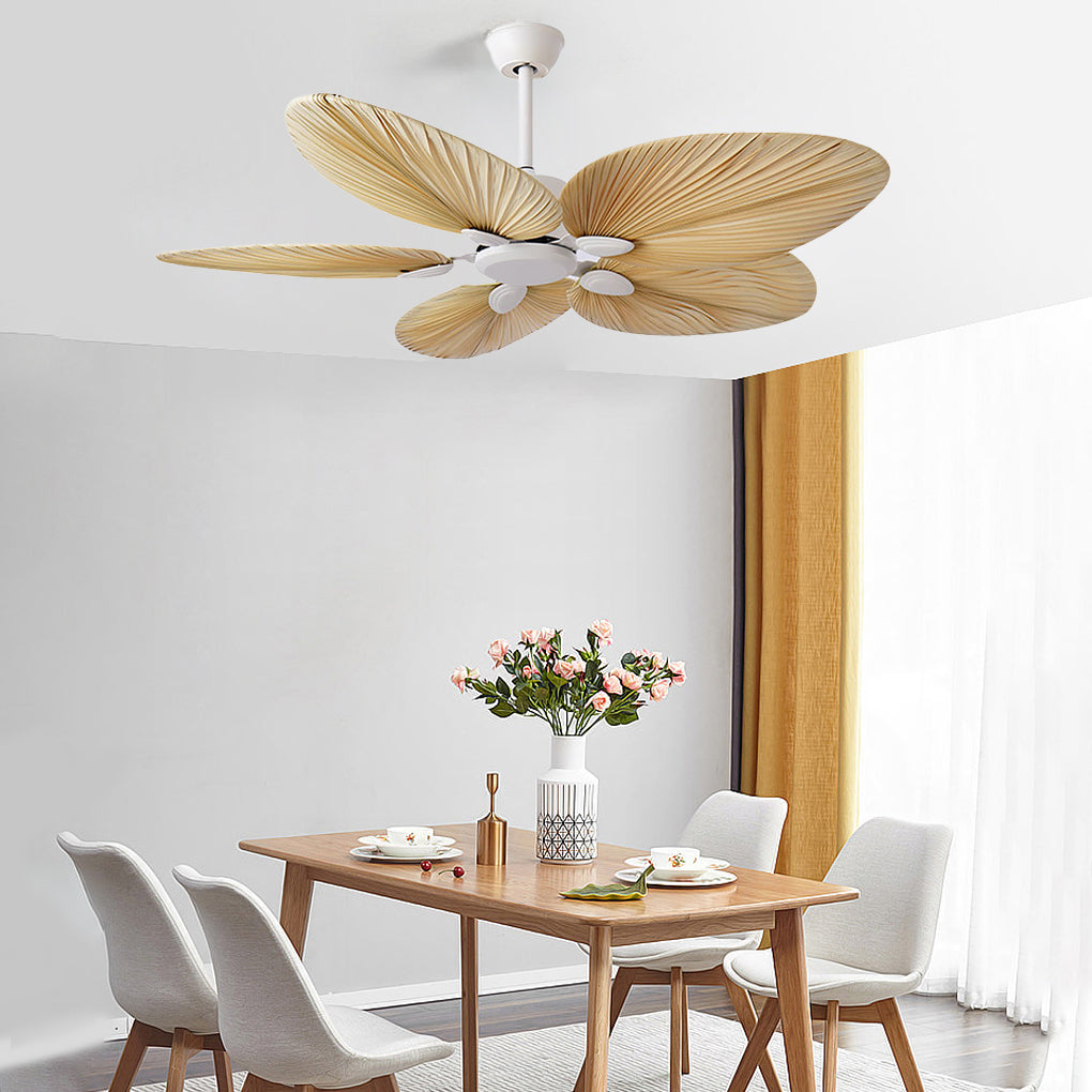 Modern Natural Iron Palm Frond Ceiling Fan for Living Room Décor
