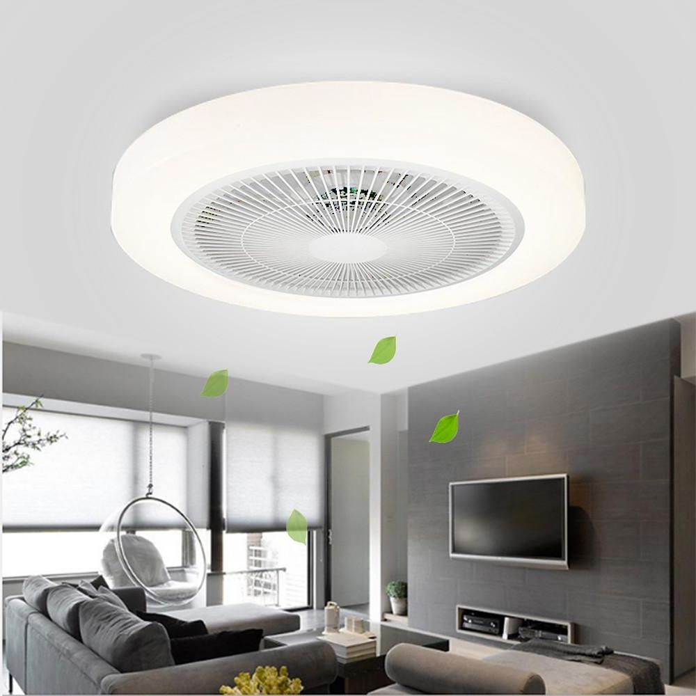 Modern White Bladeless LED Ceiling Fan Light for Living Room Decor