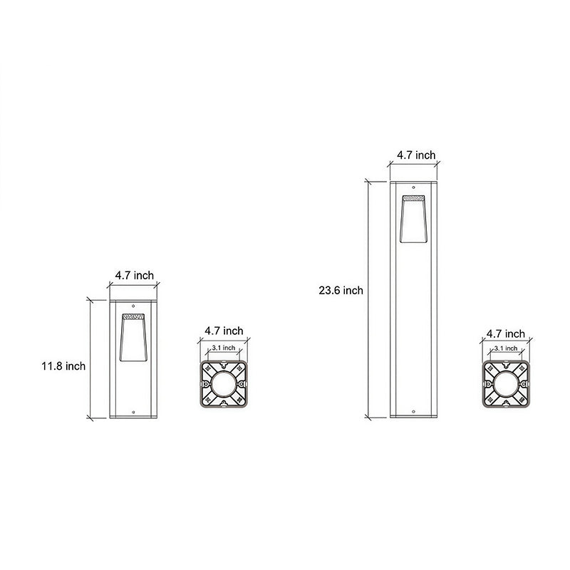 Modern Black Aluminum Alloy Pathway Bollard Lights for Outdoor Use