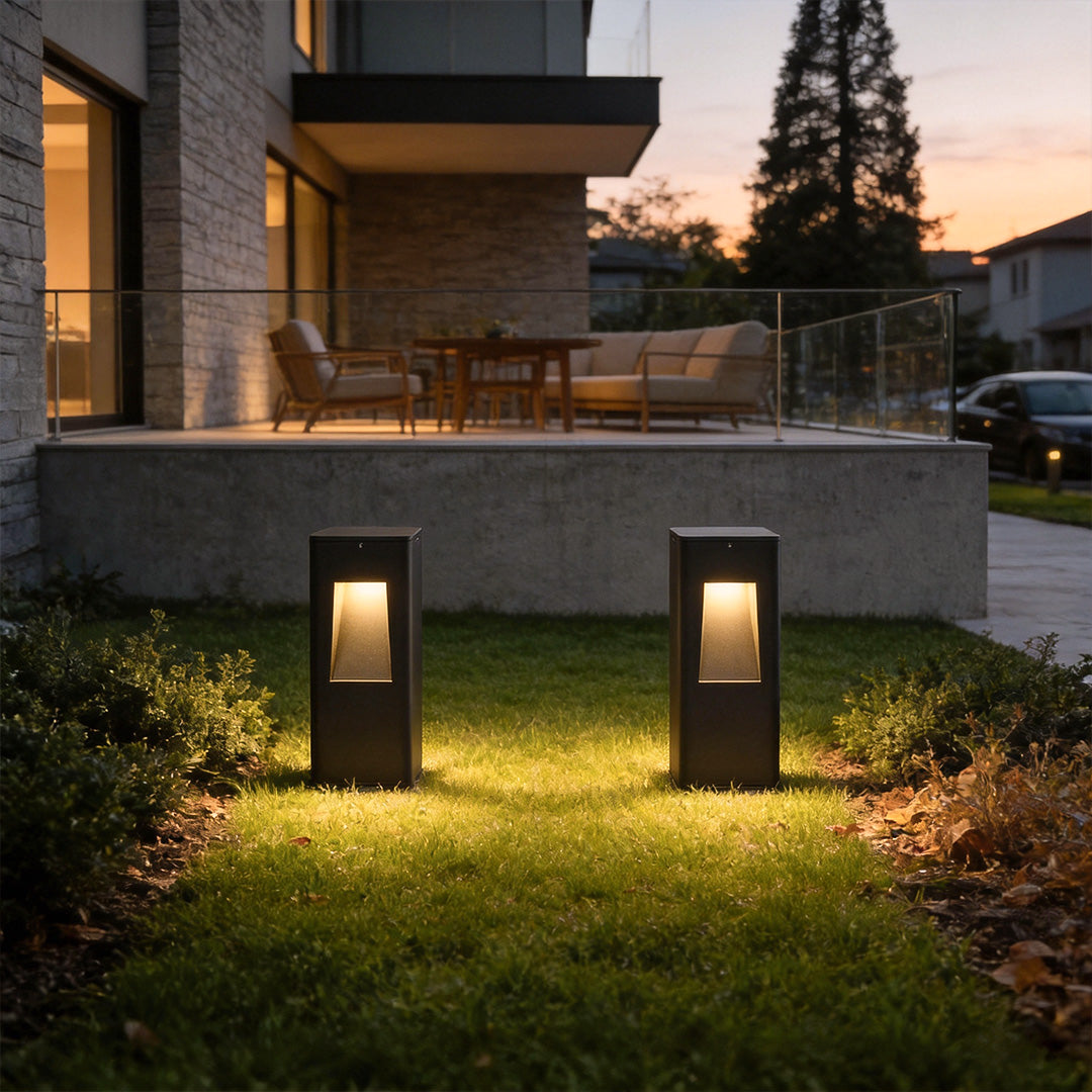 Modern Black Aluminum Alloy Pathway Bollard Lights for Outdoor Use