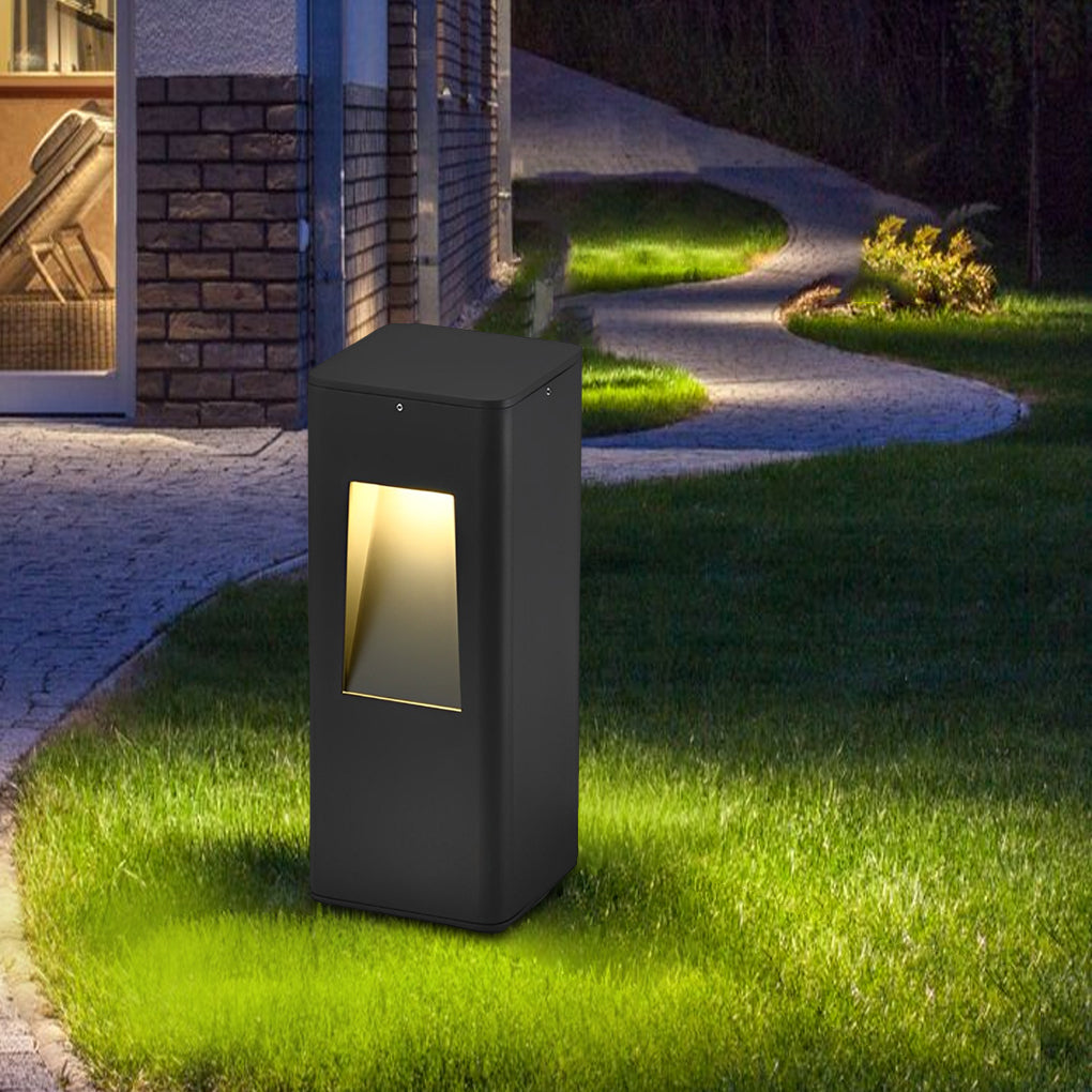 Modern Black Aluminum Alloy Pathway Bollard Lights for Outdoor Use