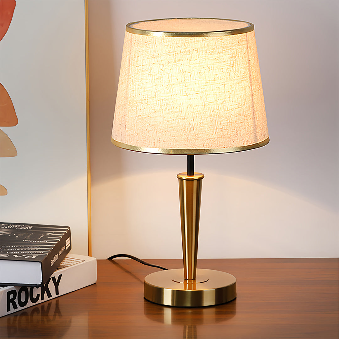 Elegant Modern Brass Table Lamp with Fabric Shade for Home Decor