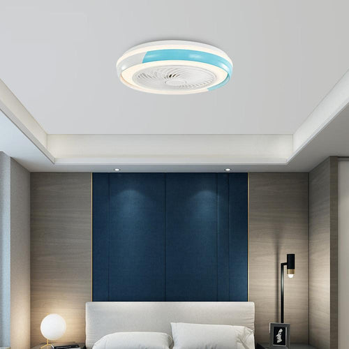 Contemporary White Bladeless LED Ceiling Fan with Dimmer for Bedroom