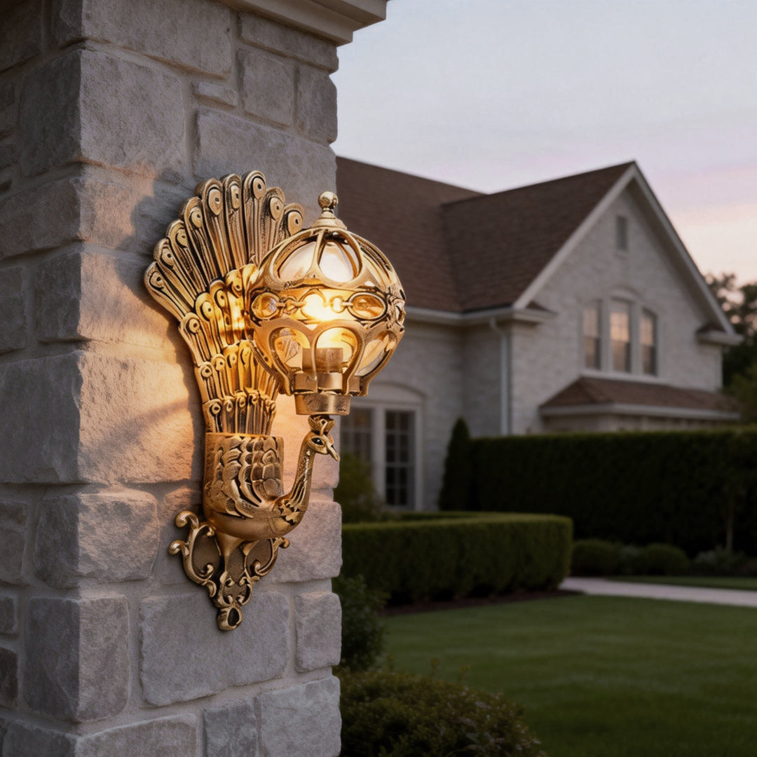 Vintage Peacock Aluminum Waterproof Wall Sconce for Outdoor & Indoor Use