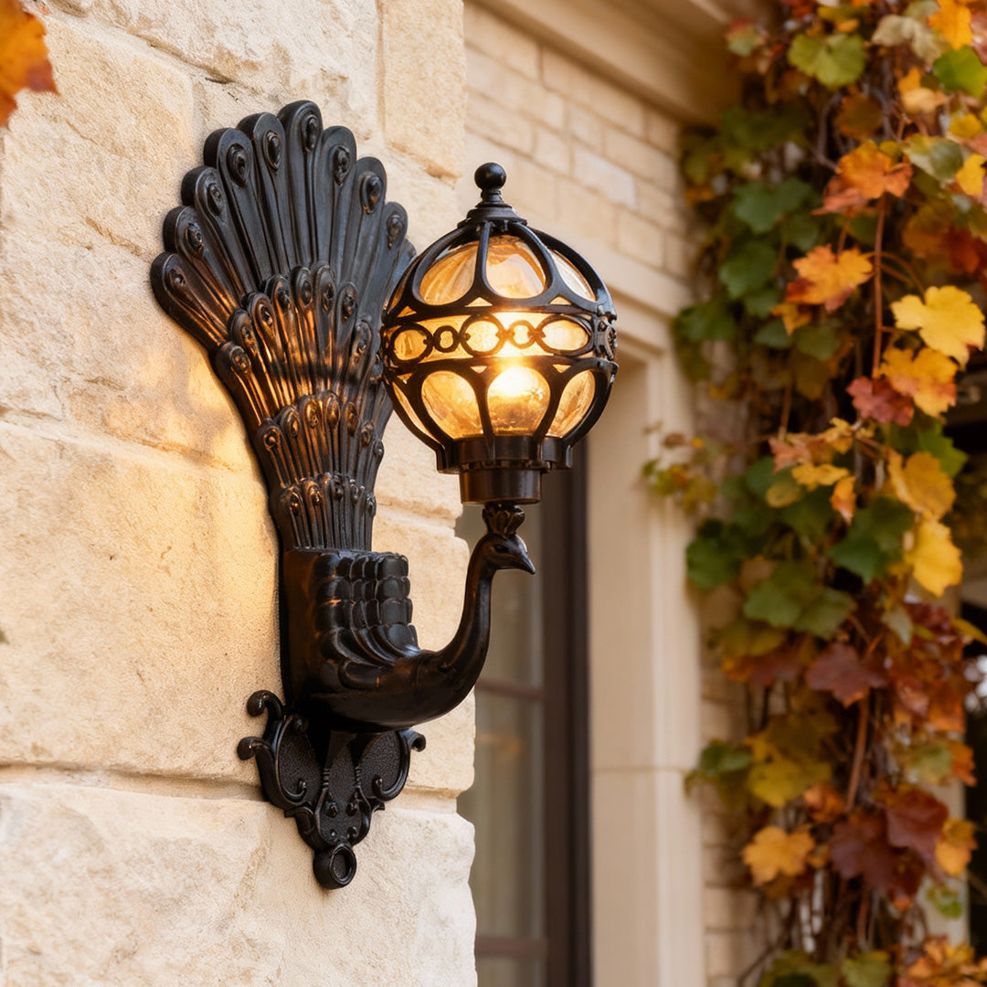 Vintage Peacock Aluminum Waterproof Wall Sconce for Outdoor & Indoor Use