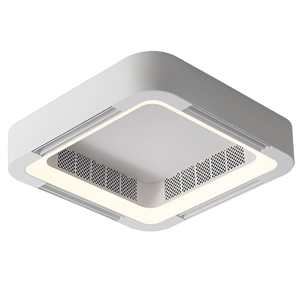 Modern White Low Profile Bladeless Ceiling Fan with Inverter LED Light