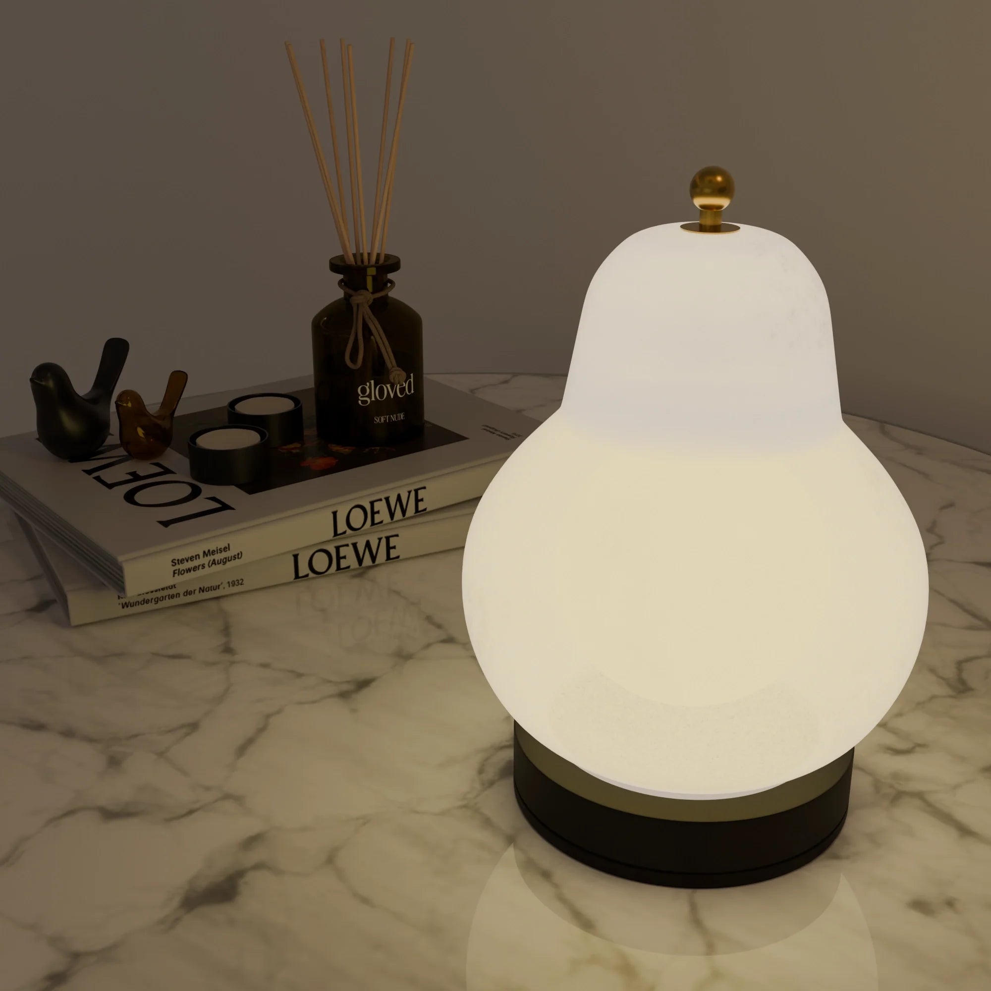 Elegant White Ceramic Pera Table Lamp for Modern Living Room Decor