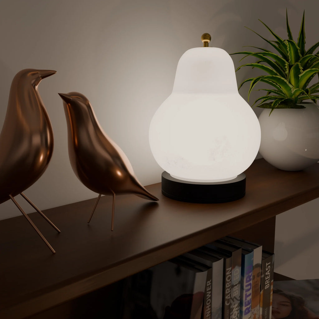 Elegant White Ceramic Pera Table Lamp for Modern Living Room Decor