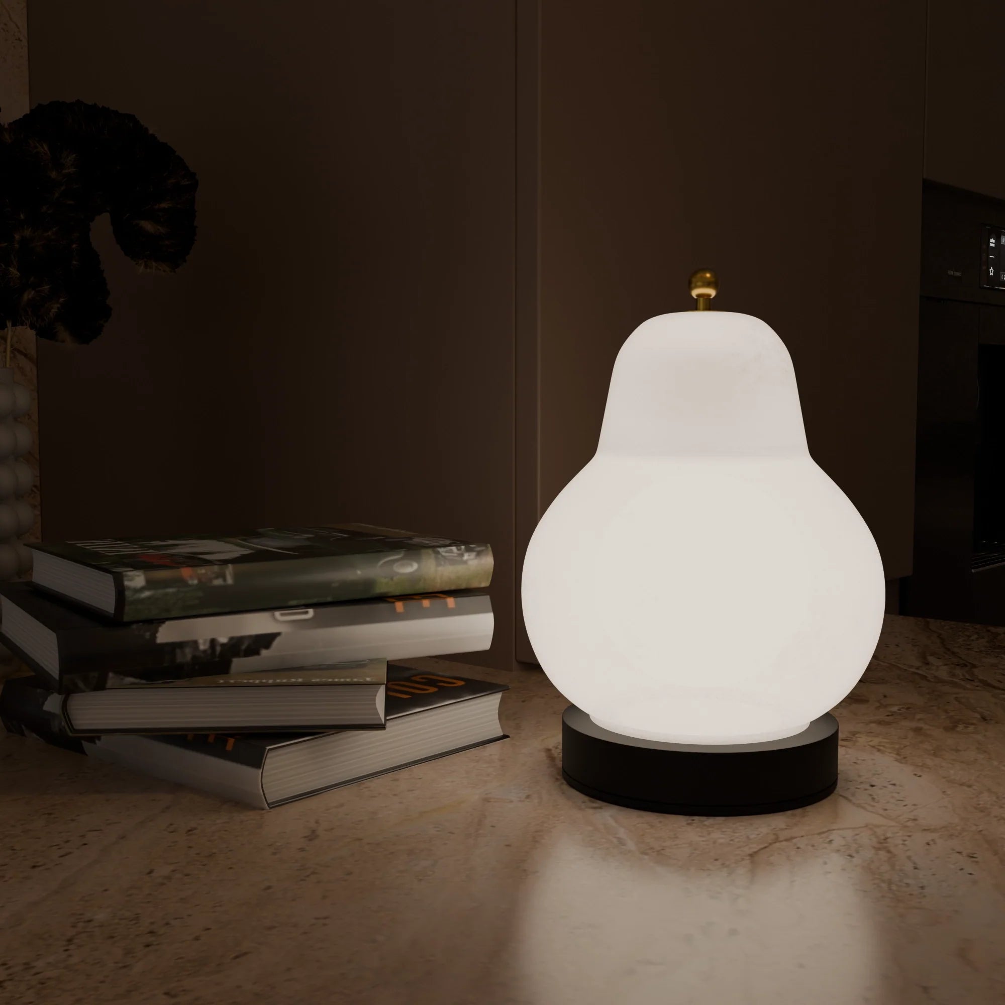 Elegant White Ceramic Pera Table Lamp for Modern Living Room Decor