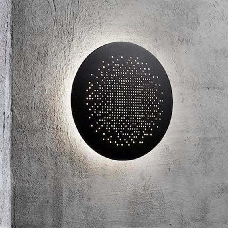 Black Waterproof LED Perforated Metal Wall Sconce for Modern Spaces