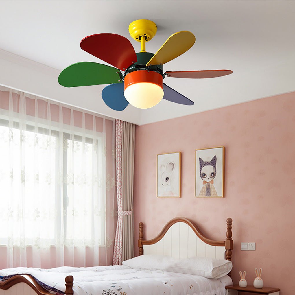 Vibrant LED Ceiling Fan for Kids' Room - Mini Colorful Design