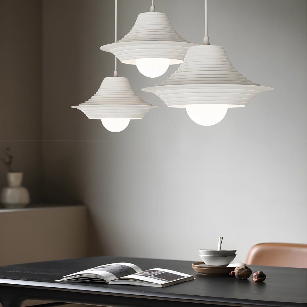Nordic Striped Iron Pendant Light with 3-Step Dimming for Living Room