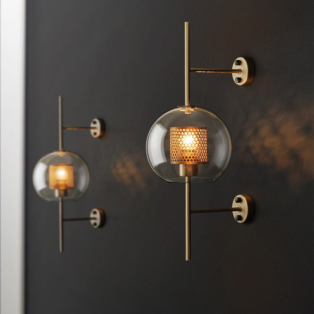 Custom Industrial Bronze Glass Wall Sconces for Retro Corridor Decor
