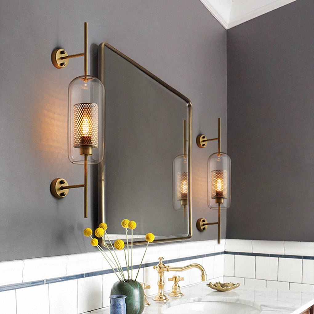 Custom Industrial Bronze Glass Wall Sconces for Retro Corridor Decor