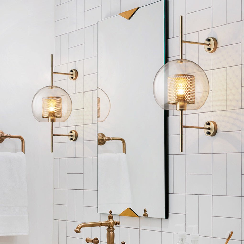 Custom Industrial Bronze Glass Wall Sconces for Retro Corridor Decor