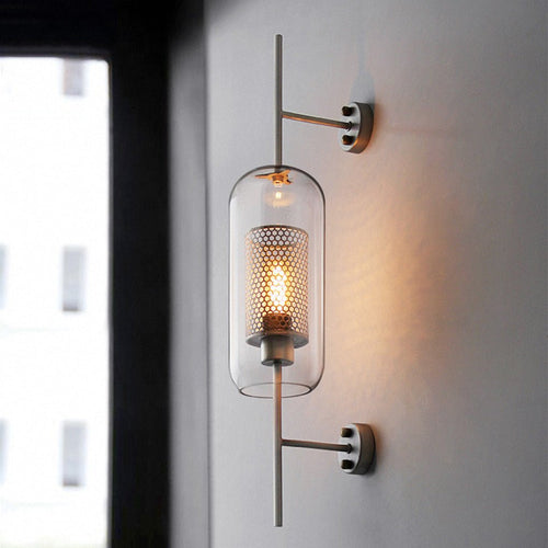 Custom Industrial Bronze Glass Wall Sconces for Retro Corridor Decor