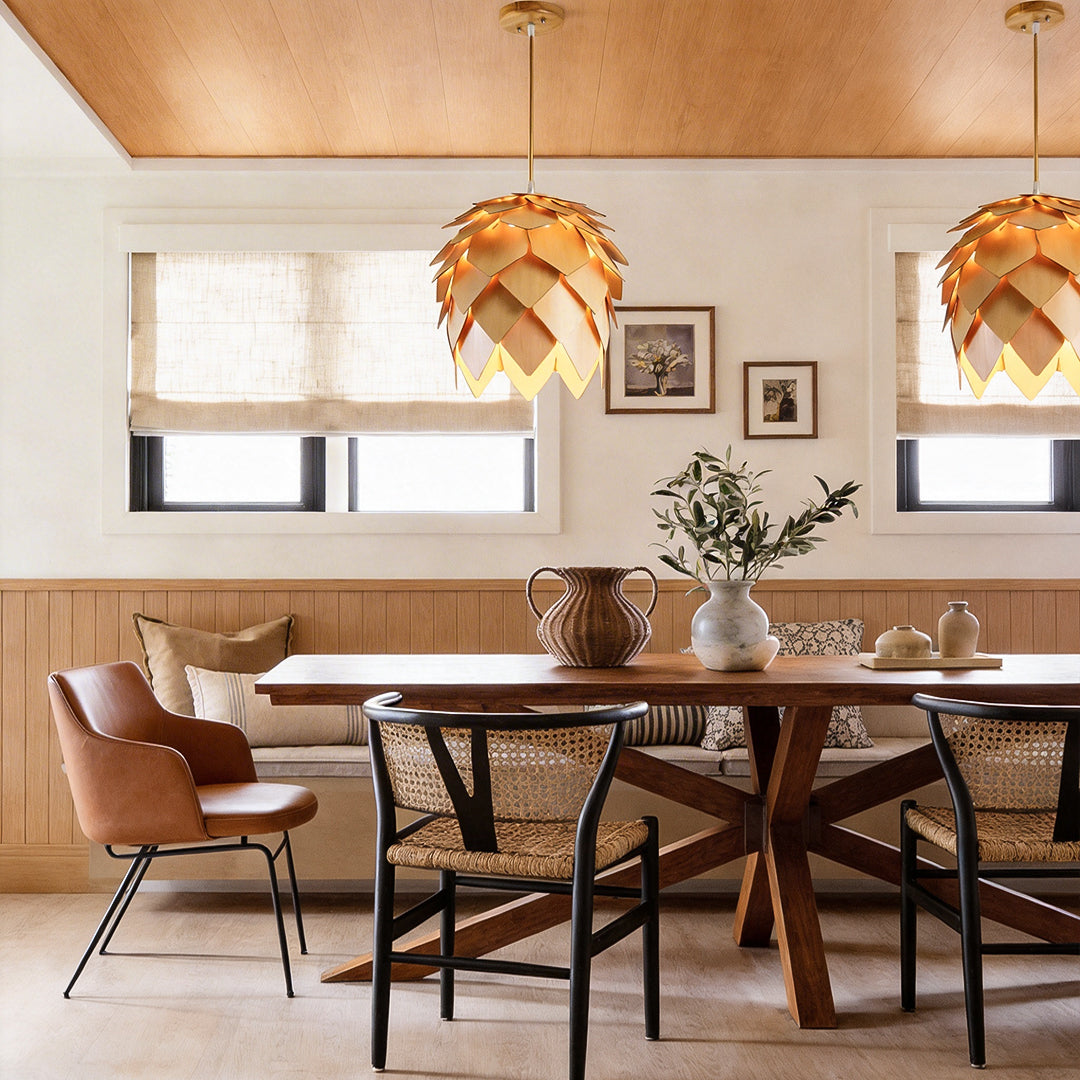 Rustic Pinecone Wooden LED Pendant Light for Cozy Living Room Decor