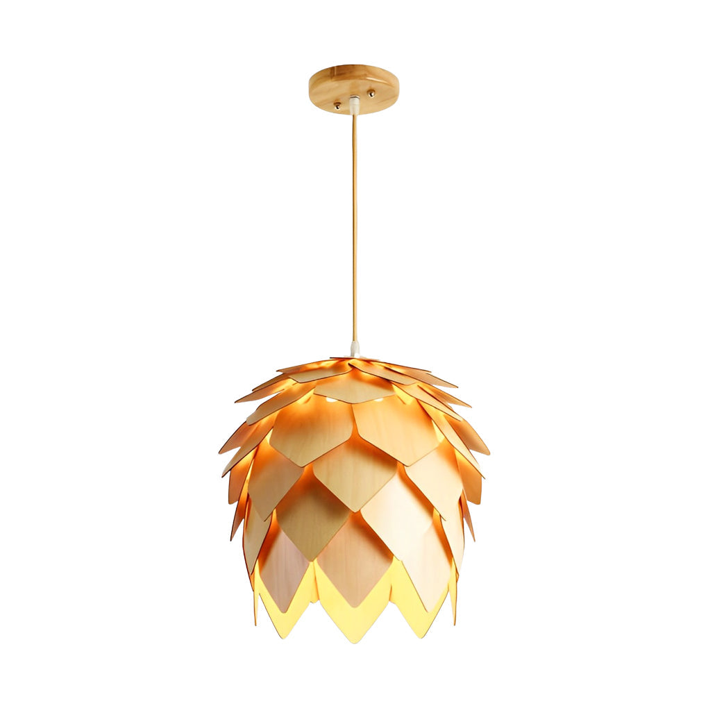 Rustic Pinecone Wooden LED Pendant Light for Cozy Dining or Living Room