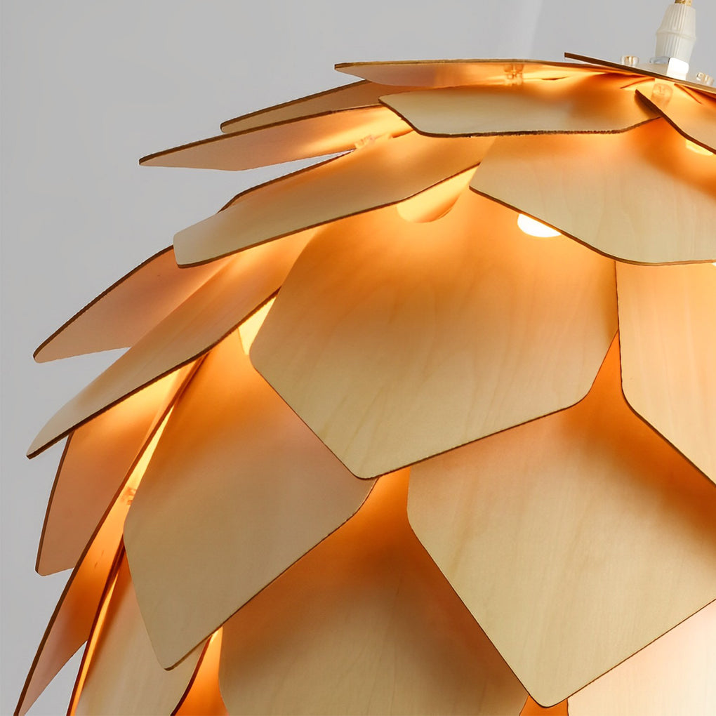 Rustic Pinecone Wooden LED Pendant Light for Cozy Dining or Living Room
